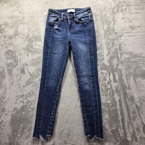 Vervet Blue Jeans Womens 25 Blue Skinny Raw Hem Distressed Frayed Step Hem T5392